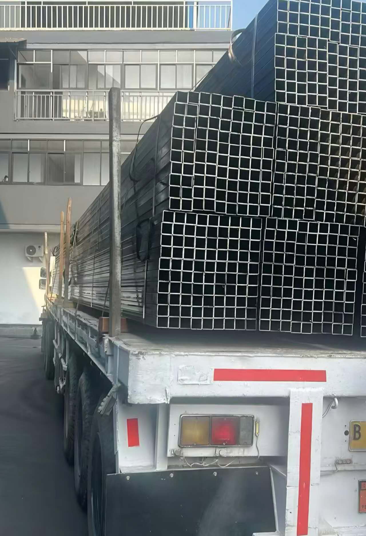 Square hollow steel sections on a truck